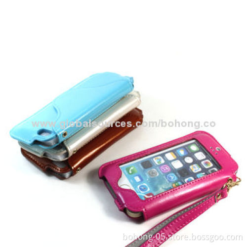 Leather case for iPhone 5S with kickstand, various colors are available